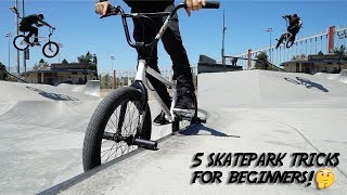 THE 5 BEST BEGINNER BMX TRICKS FOR THE SKATEPARK [upl. by Jillian411]