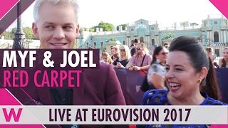 Myf Warhurst amp Joel Creasey SBS Australia Eurovision 2017 commentators  red carpet [upl. by Etz476]