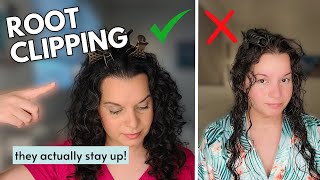 Root Clipping Fine Curly Hair for Volume  Works on Silky Roots [upl. by Kcirdahc]