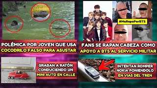 FANS DE BTS SE RAPAN CABEZA EN APOYO A BTS AL SERVICIO MlLlTAR  P0LÉMICA POR COCODRILO FALSO 🐊 [upl. by Froemming]