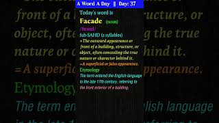 quotFaçadequot  Meaning Etymology Usage  English Speaking Made Easy vocabularybuilding vocabulary [upl. by Jaala]