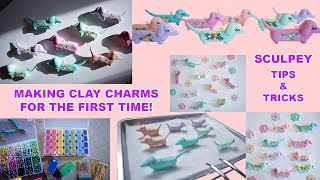 How we make polymer clay charms  Process  using sculpey clay for the first time [upl. by Verger]