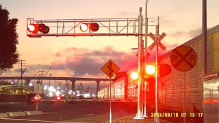 New Signals BNSF 7285 Autorack Stops For Crew Change Harbor Dr Railroad Crossing San Diego CA [upl. by Aniri533]