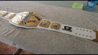 CLEANING WWE INTERCONTINENTAL CHAMPIONSHIP REPLICA COMMEMORATIVE BELT  WHITE STRAP [upl. by Four263]