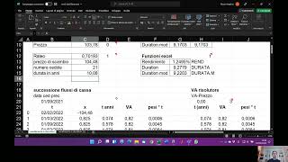 Foglio di Calcolo 2 Rendimento a scadenza TIRX e Duration di una Obbligazione Video 2 di 2 [upl. by Aridan]