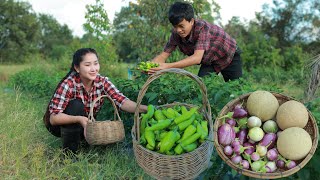 Chili pepper pick and cook steam Collect vegetable around home and eat  Cooking with Sros [upl. by Rramo]