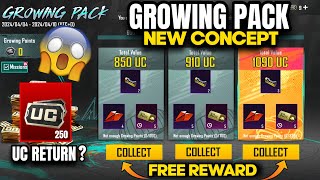 250 UC RETURN  NEW GROWING PACK CONCEPT  FREE REWARDS UC RETURN  PUBGM [upl. by Croix]