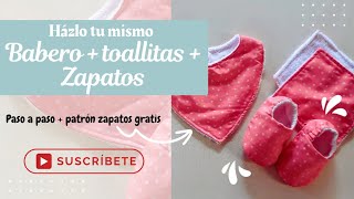 DIY Kit baby babero toallitas y zapatitos [upl. by Reniar]