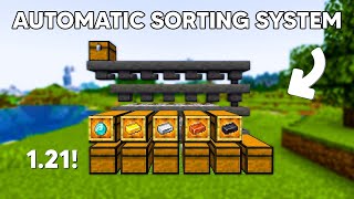 EASY AUTOMATIC Sorting System Auto Sorter in Minecraft 121 FOR ANY WORLD [upl. by Eilatan]