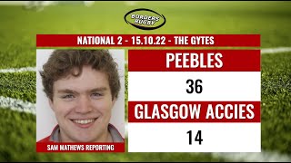 RUGBY REPORT  PEEBLES 3614 GLASGOW ACCIES  151022 [upl. by Anabelle844]