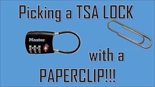 Picking a TSA LOCK with a PAPERCLIP Worst security EVAR [upl. by Kisor367]