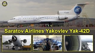 Saratov Airlines Saravia Yakovlev Yak42 Saratov to Moscow DME AirClips full flight series [upl. by Ilatfen]