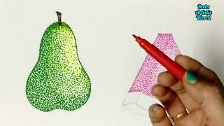 How to draw fruits in Pointillism technique  Very Easy Pointillism Drawing [upl. by Lipfert]