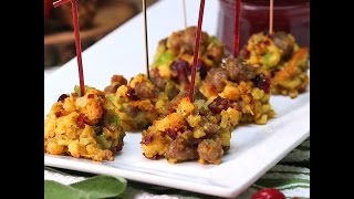 Sausage amp Stuffing Balls with Cranberry Dipping Sauce [upl. by Ehcropal502]