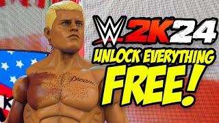 HOW TO UNLOCK EVERYTHING FOR FREE IN WWE 2K24 [upl. by Novak458]