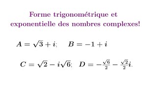 Nombres Complexes Forme trigonométrique et exponentielle complex module argument [upl. by Annaillil307]