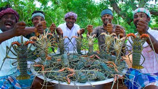 BIG LOBSTER  50 KG Lobster Fry Cooking and Eating In Village  Lobster Recipes with Indian Masala [upl. by Clift]