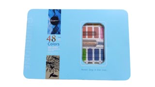 Giorgione 48 Colors Solid Watercolor Paint Set UNBOXING [upl. by Dewayne]