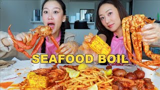 SEAFOOD BOIL MUKBANG 🦀🌽 [upl. by Navap]