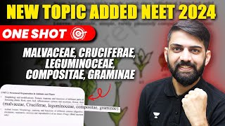 One Shot on New Familes For NEET 2024  Malvaceae  Cruciferae  New NCERT  NEET 2024 [upl. by Lissie]