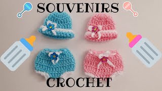 Parte 1 Tiernos recuerdos para baby shower tejidos en CROCHET en una sola pieza [upl. by Lonna815]