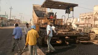 Asphalt paver work and dense bituminous macadam work at site  DBM laying in Road construction work [upl. by Petronilla]