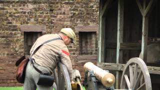 Firing a Civil War Replica Cannon at Old Fort Jackson in Savannah Georgia [upl. by Esined]