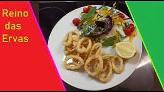 Lulas Fritas Receita Portuguêsa com Salada e Molho de Iogurte [upl. by Puna]