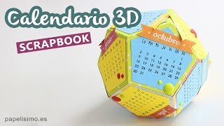 Calendario 3D scrapbooking plantillas para imprimir [upl. by Nachison]