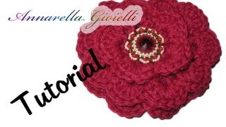 Tutorial uncinetto  Fiore 3D facile facile  Rosa uncinetto [upl. by Gannon]