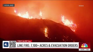 Evacuation orders in Highland as Line Fire grows to 7000 acres [upl. by Anasxor]