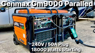 Paralleled GENMAX Portable Inverter Generator Quiet Gas and Propane GM9000iED GM9000ie REVIEW [upl. by Riorsson]