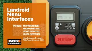 Worx Landroid Menu Interfaces  WR142E WR143E WR153E WR155E [upl. by Horlacher]