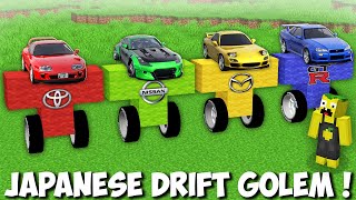 What if I SPAWN THE JAPANESE DRIFT CARS GOLEM in Minecraft  VEHICLE GOLEM [upl. by Stacia]