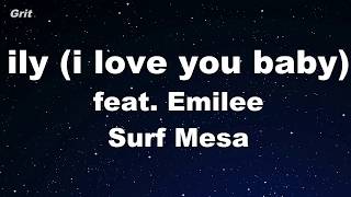 Karaoke♬ ily i love you baby feat Emilee  Surf Mesa 【No Guide Melody】 Instrumental [upl. by Alel]