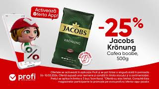 Activează oferta în aplicația Profi și ai Cafea boabe Jacobs Krönung 500g cu 25 reducere [upl. by Lucilia]