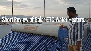 Full review of ETC Solar water Heater kvthulasi [upl. by Wallis378]