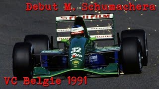 Debut M Schumachera Belgie 1991  Momenty F1 [upl. by Dnalsor]