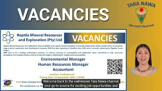 🤵🔬🌿Vacancies Reptile Mineral Resources and Exploration Environmental amp HR Managers Accountant [upl. by Yule289]