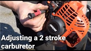 How to set The High Air  Fuel Mixture on an Echo 2 Cycle Weedeater  Line Trimmer Carburetor echo [upl. by Ema]