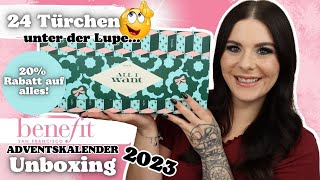 Unter der Lupe 🧐 Benefit ADVENTSKALENDER 2023  24 Türchen UNBOXING [upl. by Indyc]