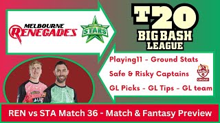 REN vs STA Dream11 Team Prediction in Tamil  BBL  Match 36  Big Bash  STA vs REN  13012024 [upl. by Lemrahc265]