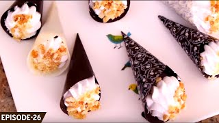 Learn how to make cute amp delicious chocolate cones filled with eggless sponge truffle and cream [upl. by Faith]