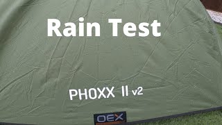 OEX PHOXX ll V2 2 man tent tents camping campinglife reviewrain test [upl. by Aixela]