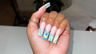 Swirl Nail Art Tutorial  w VOICEOVER 💚🦋 [upl. by Day153]