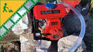 Utilizzo Motopompa a scoppio GeoTech WP250V raccordi da 25 mm  funzionamento pompa autoadescante [upl. by Hortense958]