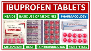 IBUPROFEN TABLETS BASIC USE OF MEDICINE DOSE MECHANISM WORKING CONTRAINDICATIONS SIDE EFFECTS [upl. by Mazlack]