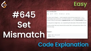 Set Mismatch  Live Coding with Explanation  Leetcode  645 [upl. by Nash]