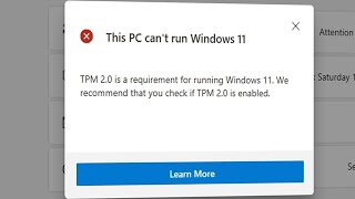 How To Fix quotThis PC cant run Windows 11quot [upl. by Samul830]