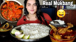 Real MukbangCooking And EatingRice with Lal Lal Murgir Jhol Mukbang ASMR Big BitesEating show [upl. by Ditzel353]